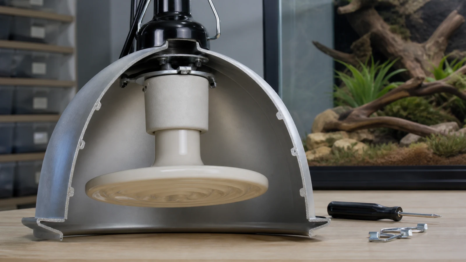 Ceramic heat emitter seated in a ceramic socket deep dome fixture
